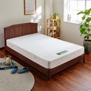 アンティーク調木目のベッド(マットレス付き)の商品写真
