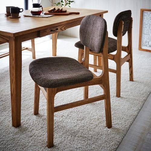 オイル仕上げのファブリックダイニングチェア2脚セットの商品写真