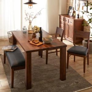ウォルナット材のダイニングテーブル4点セット<4人用>の商品写真