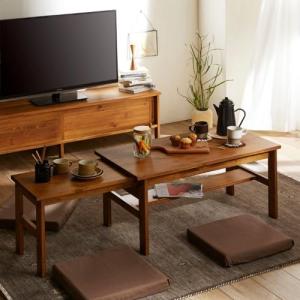 パイン材のヴィンテージ調伸長式リビングテーブルの商品写真