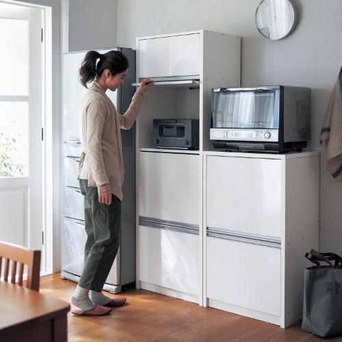 フラップ扉で隠せる!家電収納ストッカーの商品写真