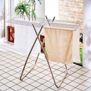 折りたたみステンレス製室内・ベランダタオルハンガーの商品写真