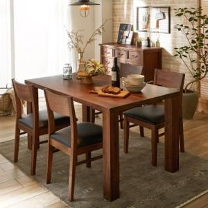 ウォルナット材のダイニングテーブル5点セット<4人用>の商品写真