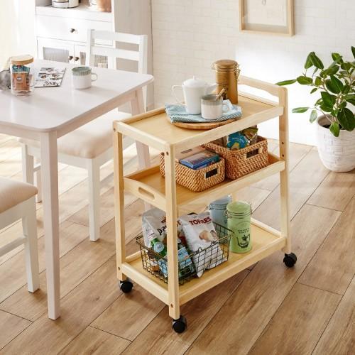 トレーが外せる木製ワゴンの商品写真