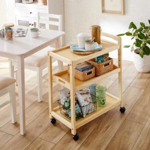 トレーが外せる木製ワゴン