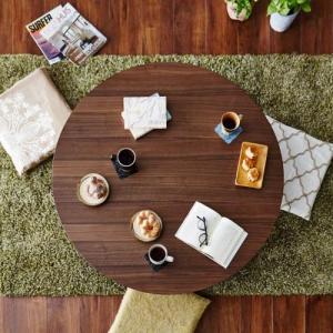 ウォルナット材の円形リビングテーブルの商品写真