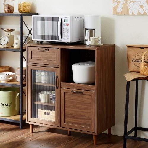 コンパクトサイズの木目調レンジ台の商品写真