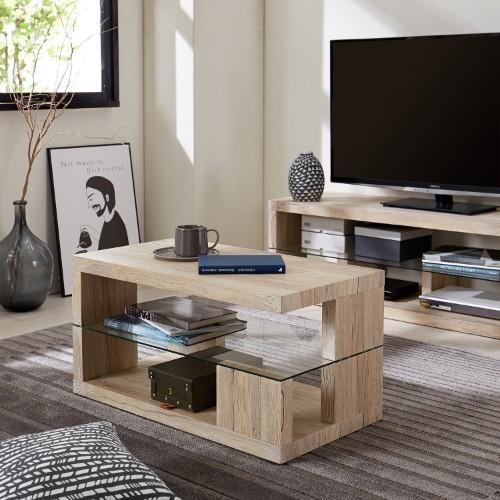 ガラス棚板のリビングテーブルの商品写真