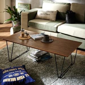 オーク材×スチール脚のリビングローテーブルの商品写真