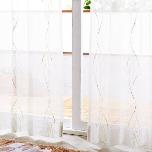 【58サイズ】シンプルなウェーブデザインのトルコ刺繍レースカーテンの商品写真