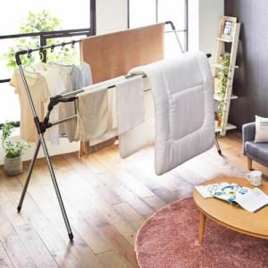 洗濯量に合わせて縦横伸縮できるダブルバー仕様の室内ベランダ兼用物干しの商品写真