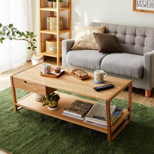 天然木の引出し付きリビングテーブルの商品写真