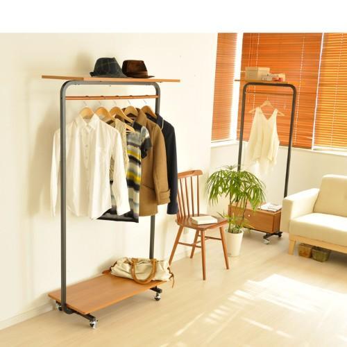 2段棚付きハンガーラックの商品写真