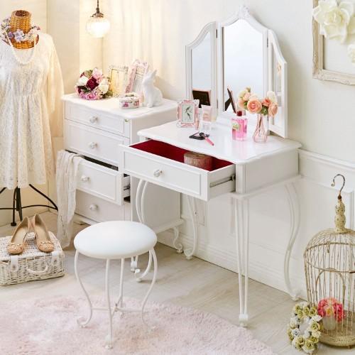 エレガントな猫脚の姫系三面鏡ドレッサーセットの商品写真