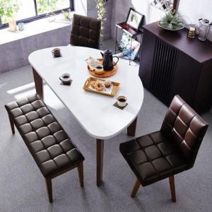 半円形ダイニングテーブル4点セット<4人用>の商品写真