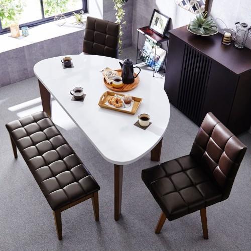 半円形ダイニングテーブル4点セット<4人用>の商品写真