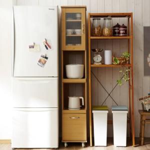 幅32.5cmの木目調スリム家電ラック