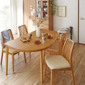 天然木の変形ダイニングテーブル<4人用>の商品写真