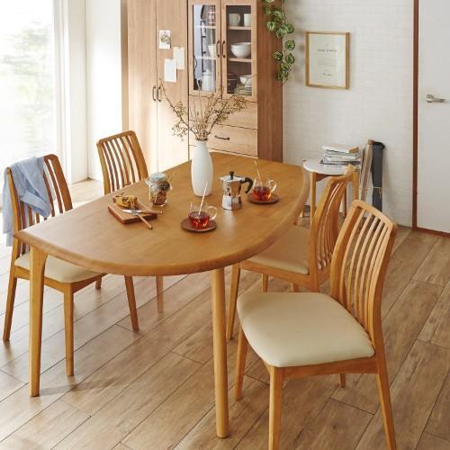 天然木の変形ダイニングテーブル<4人用>の商品写真