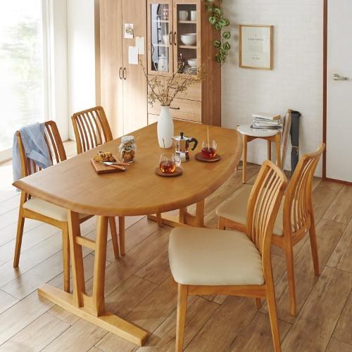 天然木の変形ダイニングテーブル(2本脚タイプ)<4人用>の商品写真