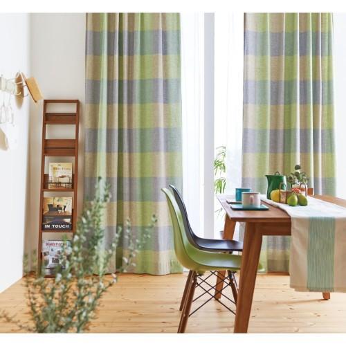 あじわいのあるミックス糸で織ったチェック柄のカーテンの商品写真