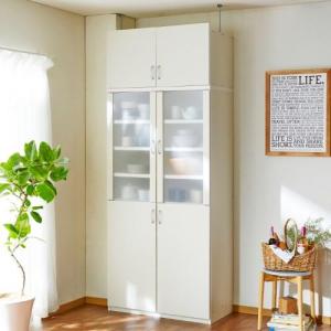 【幅1cmピッチサイズオーダー】大容量収納の突っ張りカップボード(日本製)