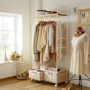 引出し付き姫系ハンガーラック<幅75cm>の商品写真