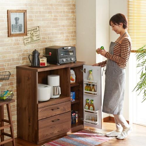 調味料ポケット付き木目調キッチンカウンターの商品写真