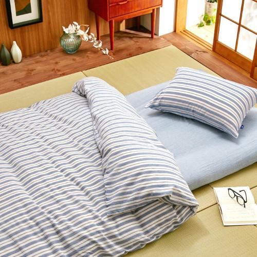綿100%先染め洗いざらし和式布団カバー3点セット<ストライプ>の商品写真