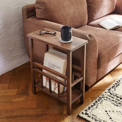 天然木のテーブルにもなるマガジンラックの商品写真