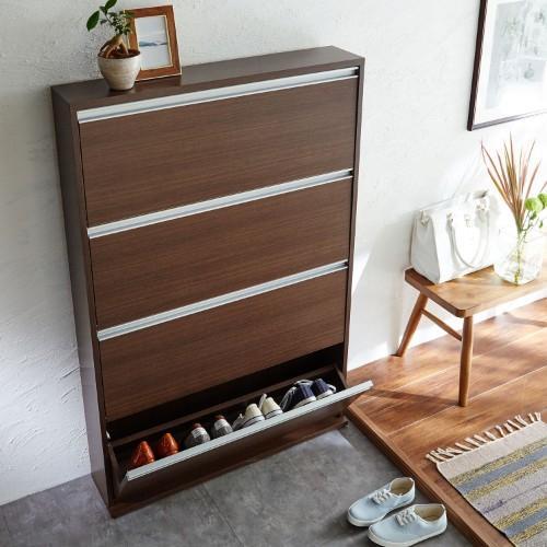 フラップ扉の薄型シューズボックスの商品写真