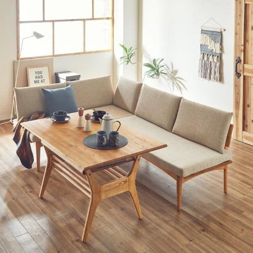 パイン材のカバーリングダイニングソファーの商品写真