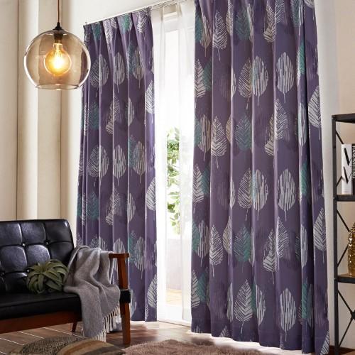 【99サイズ】水彩タッチリーフ柄の遮光カーテンの商品写真