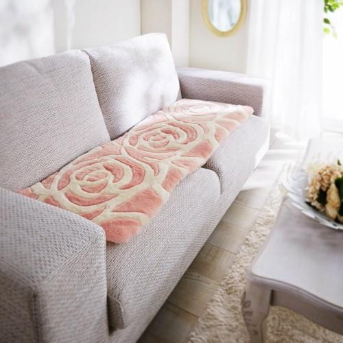 ふっくら弾力性のあるバラ柄ムートンシートクッションの商品写真