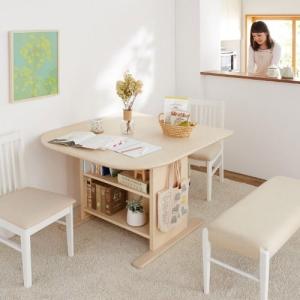 ダイニング学習にピッタリ 棚付きダイニングテーブルの商品写真