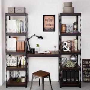 頑丈棚板のスチールラック連結パソコンデスクセットの商品写真