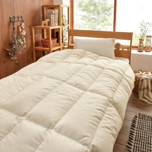 ベッドガード対応の幅丈スリムな防ダニ羽毛布団(ホワイトダックダウン90%)[日本製]の商品写真