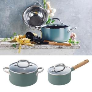 スモーキーカラーの鍋"メイフラワーシリーズ"IH対応セラミックコーティング蓋付きの商品写真