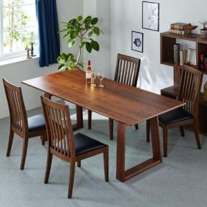 1人で簡単に調整できるウォルナット材の伸長式ダイニングテーブル<4人用~6人用>の商品写真