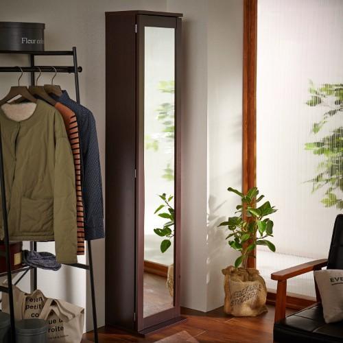 たっぷり収納できるスタンドミラーキャビネットの商品写真