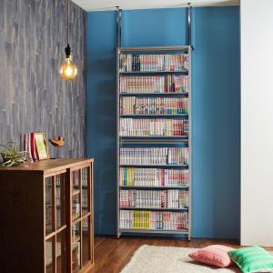 【大型商品送料無料】突っ張り式薄型大量収納本棚の商品写真