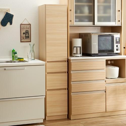 【幅1cmピッチサイズオーダー】収納タイプが選べる板扉の隙間キャビネット(日本製)の商品写真