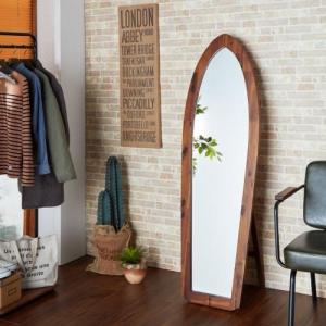 天然木フレームのサーフ型スタンドミラーの商品写真