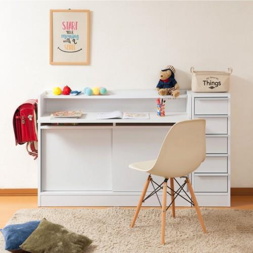 パソコンデスクとして使える薄型引戸キャビネットの商品写真