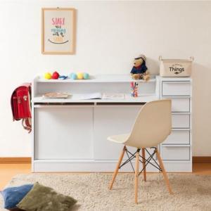 パソコンデスクとして使える薄型引戸キャビネットの商品写真