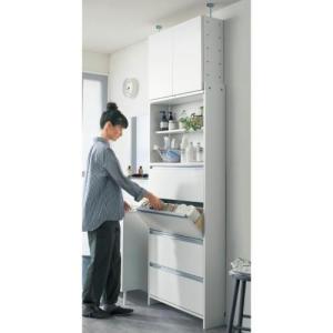 フラップ扉の突っ張り薄型サニタリーラックの商品写真