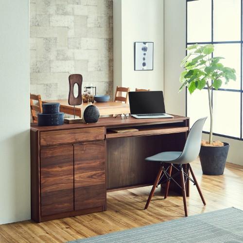 【受注生産】天然木ウォルナット材の組み合わせリビング収納 【パソコンデスクとしても】の商品写真