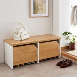 扉付きですっきり隠せる玄関収納ベンチ<幅51/幅98cm>の商品写真