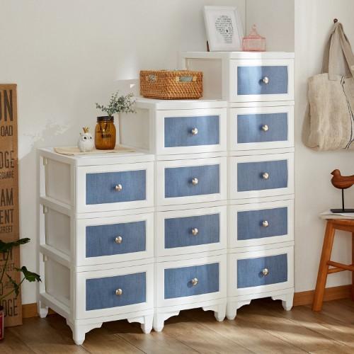 デニム柄の衣類チェストの商品写真