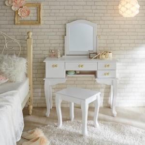 リボン取っ手のエレガントドレッサー&スツールセットの商品写真